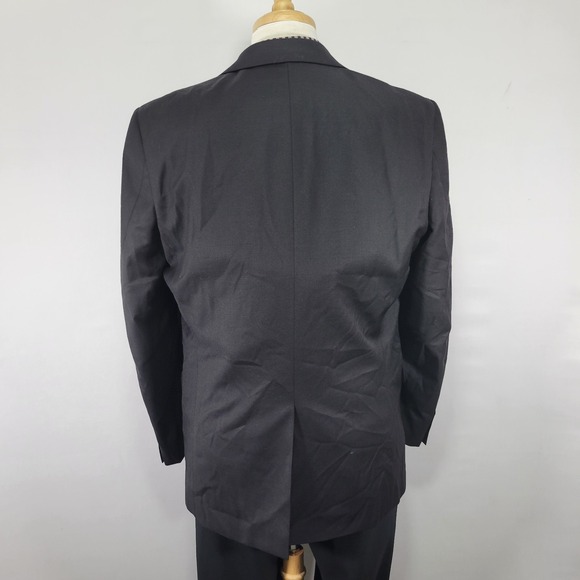 Michael Kors Kaplan Mens Sport Coat Blazer Two Button Black Twill Wool Blend 42L - Picture 11 of 13